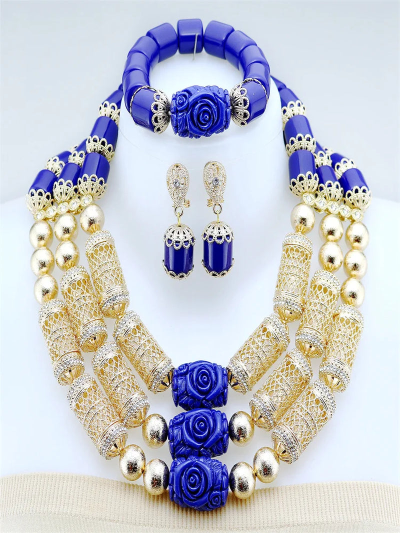 Orange African Resin Bead Necklace Jewelry Set Resin Jewelry Nigerian Jewelry Set Bridal Gift for Women Wedding