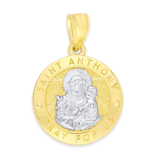 10K Real Solid Gold St. Anthony Pendant, Patron Saint Jewelry, Religious Gifts for Her